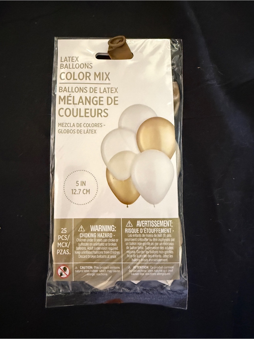 Amscan 5” White & Gold Latex Balloon Mix